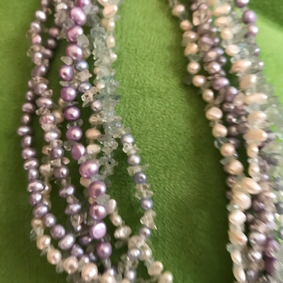 Freshwater pearl and Aquamarine necklace - Picture 5 of 7